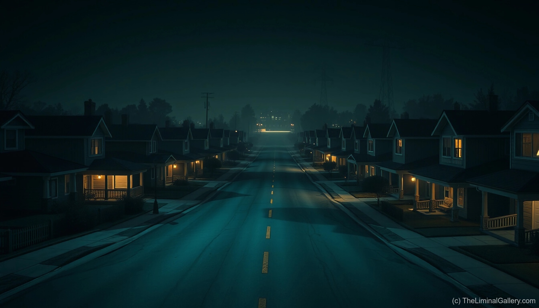 Familiar yet uncanny suburban streets in Level 9, The Suburbs, evoke nostalgic liminality and quiet unease.